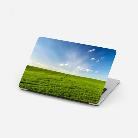 Sticker pour ordinateur portable panorama champ de blé vert au printemps – Wallnifity®