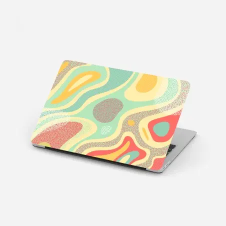 Sticker pour ordinateur portable composition abstraite menthe et corail aux motifs organiques – Wallnifity®