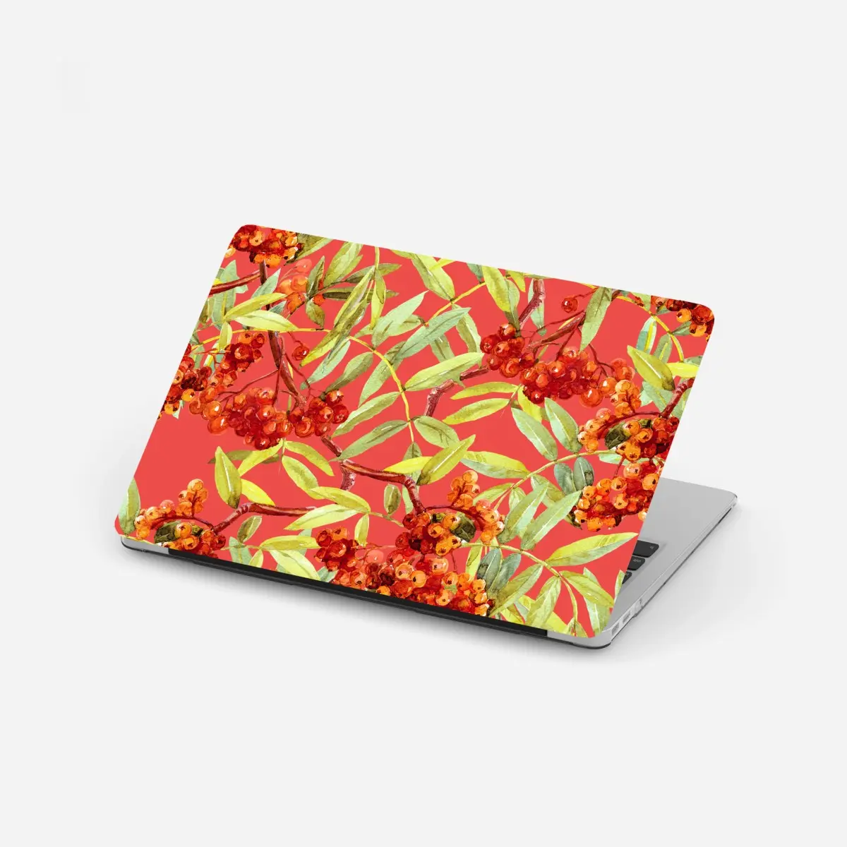 Sticker pour ordinateur portable motif de sorbier aux baies rouges à l'aquarelle – Wallnifity®
