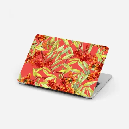 Sticker pour ordinateur portable motif de sorbier aux baies rouges à l'aquarelle – Wallnifity®