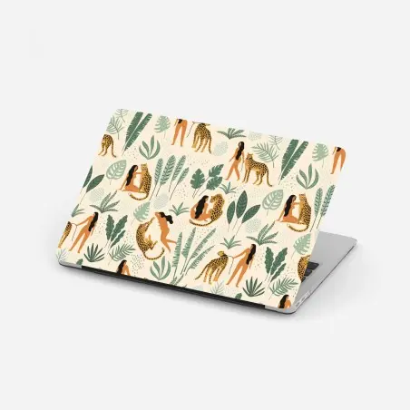 Sticker pour ordinateur portable danse sauvage: femmes et léopards dans la jungle – Wallnifity®