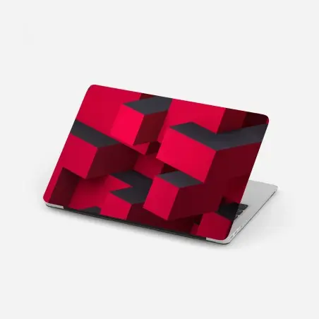 Sticker pour ordinateur portable composition cubique rouge et noire – Wallnifity®