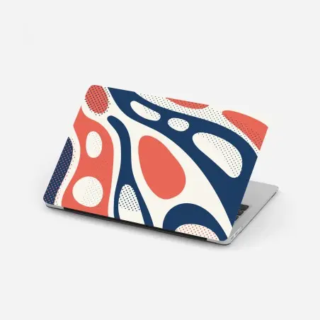 Sticker pour ordinateur portable composition organique corail et bleu marine – Wallnifity®