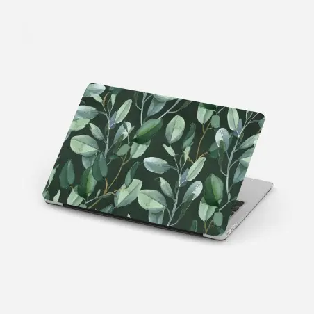 Sticker pour ordinateur portable feuillage d'eucalyptus aquarelle sur fond vert profond – Wallnifity®