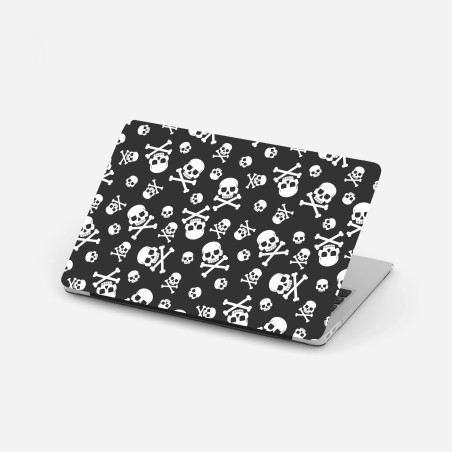 Sticker pour ordinateur portable motif crânes et os croisés noir et blanc – Wallnifity®