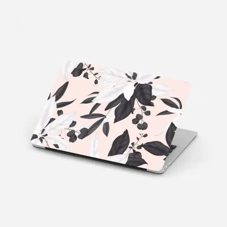Sticker pour ordinateur portable motif botanique monochrome sur fond rose – Wallnifity®