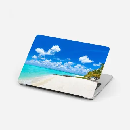 Sticker pour ordinateur portable panorama de plage tropicale aux Maldives – Wallnifity®