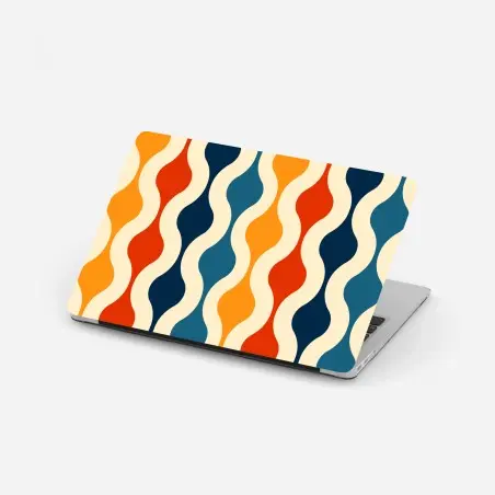 Sticker pour ordinateur portable motif rétro ondulé aux couleurs chaudes – Wallnifity®