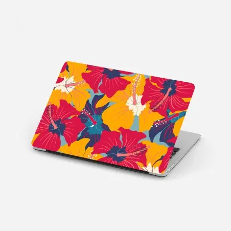 Sticker pour ordinateur portable paradis tropical aux hibiscus rétro – Wallnifity®