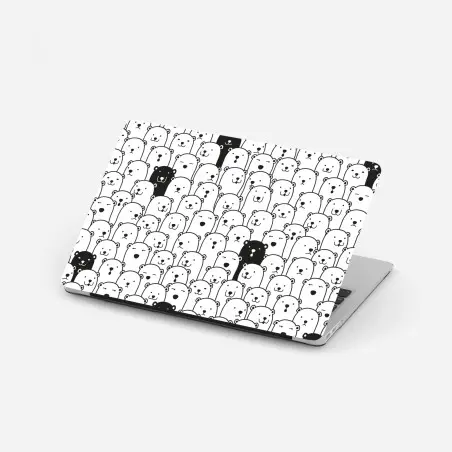 Sticker pour ordinateur portable nuée d'ours mignons noir et blanc – Wallnifity®