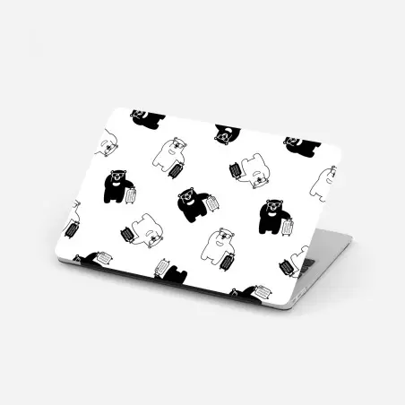 Sticker pour ordinateur portable motif d'ours voyageurs en noir et blanc – Wallnifity®