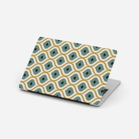 Sticker pour ordinateur portable motif géométrique élégant en vert et or – Wallnifity®