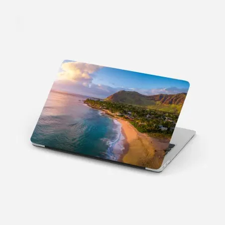 Sticker pour ordinateur portable panorama côtier tropical au coucher de soleil – Wallnifity®