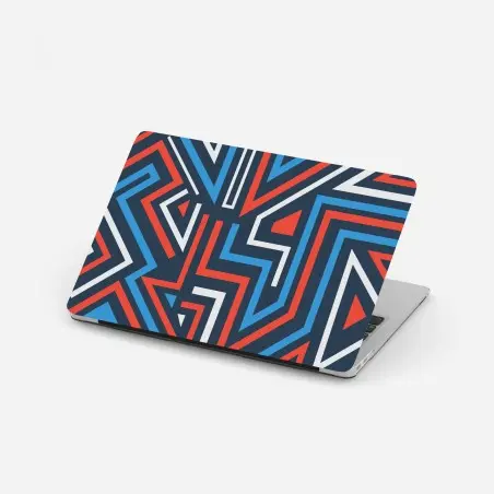 Sticker pour ordinateur portable motif géométrique dynamique bleu et rouge – Wallnifity®