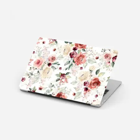 Sticker pour ordinateur portable motif floral aquarelle aux roses poudrées – Wallnifity®
