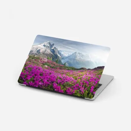Sticker pour ordinateur portable champ de rhododendrons au pied du Mont Blanc – Wallnifity®