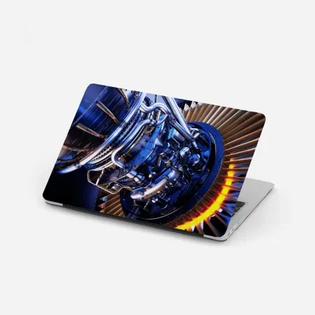 Sticker pour ordinateur portable design industriel : turbine à réaction en bleu métallique – Wallnifity®