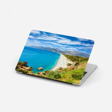 Sticker pour ordinateur portable panorama marin de la plage de Konyaalti, Antalya, Turquie – Wallnifity®