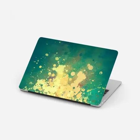 Sticker pour ordinateur portable explosion de peinture turquoise et jaune – Wallnifity®