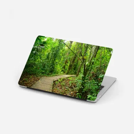 Sticker pour ordinateur portable chemin en bois au cœur de la forêt tropicale – Wallnifity®