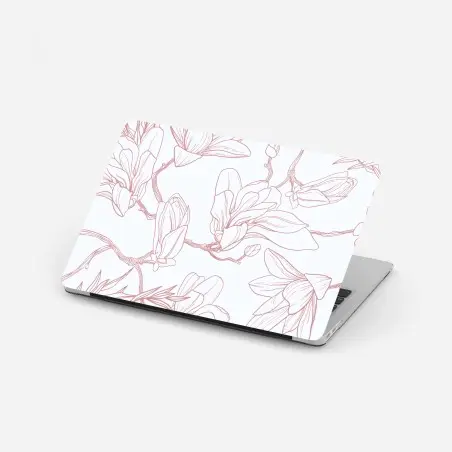 Sticker pour ordinateur portable motif magnolia délicat et aérien – Wallnifity®