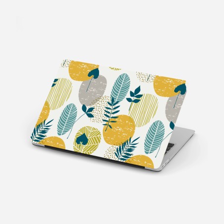 Sticker pour ordinateur portable motif botanique graphique aux cercles moutarde et sarcelle – Wallnifity®