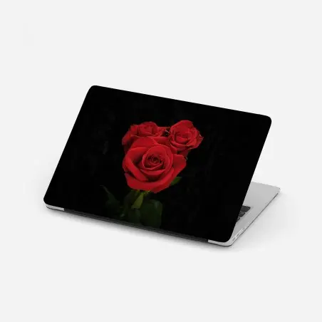 Sticker pour ordinateur portable bouquet de roses rouges sur fond noir – Wallnifity®