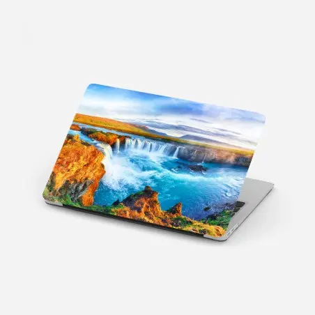 Sticker pour ordinateur portable lever de soleil sur Godafoss, panorama d'Islande – Wallnifity®