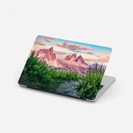 Sticker pour ordinateur portable panorama des Dolomites : Tre Cime di Lavaredo au coucher du soleil – Wallnifity®
