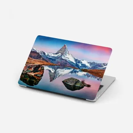 Sticker pour ordinateur portable reflet du Cervin au lac Stellisee – Wallnifity®