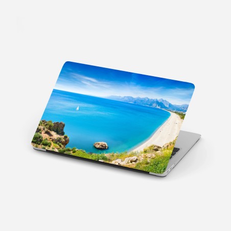 Sticker pour ordinateur portable panorama côtier d'Antalya, plage de Konyaalti – Wallnifity®
