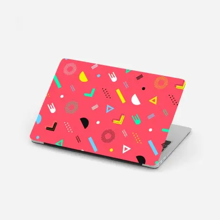 Sticker pour ordinateur portable motif géométrique rétro années 80 rose corail – Wallnifity®