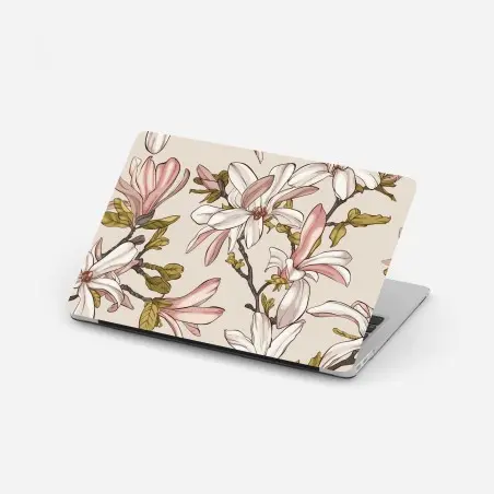Sticker pour ordinateur portable motif magnolia élégant en teintes pastel – Wallnifity®