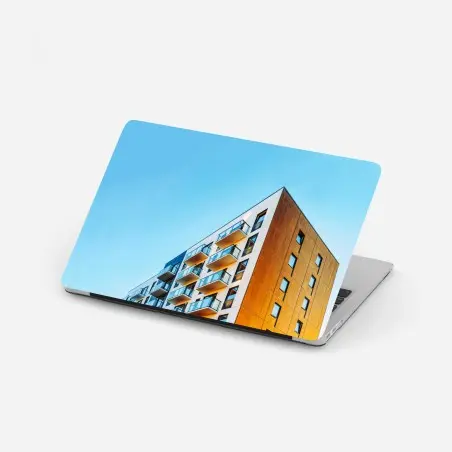 Sticker pour ordinateur portable balcons contemporains contre un ciel bleu – Wallnifity®