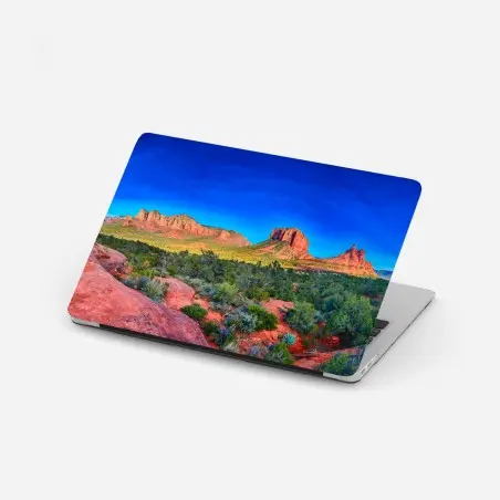 Sticker pour ordinateur portable panorama de Bell Rock, Courthouse Butte et Munds Mountain, Arizona – Wallnifity®