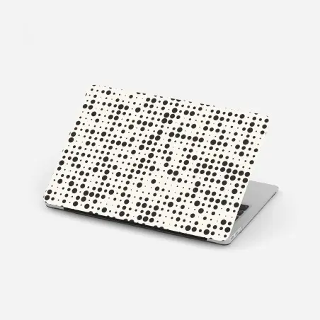 Sticker pour ordinateur portable motif à pois graphique noir et crème – Wallnifity®