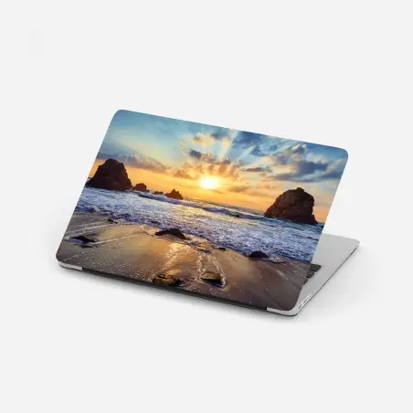 Sticker pour ordinateur portable coucher de soleil sur la côte rocheuse – Wallnifity®