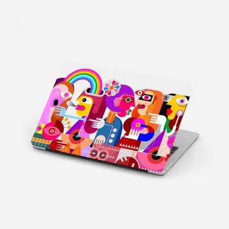 Sticker pour ordinateur portable rêve arc-en-ciel sur oiseau géométrique – Wallnifity®