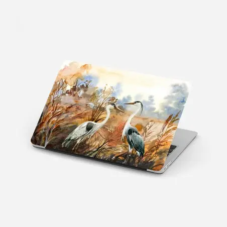 Sticker pour ordinateur portable hérons dans le marais automnal – Wallnifity®