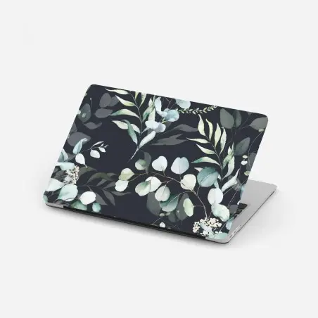 Sticker pour ordinateur portable motif de feuillages aquarelle sur fond sombre – Wallnifity®