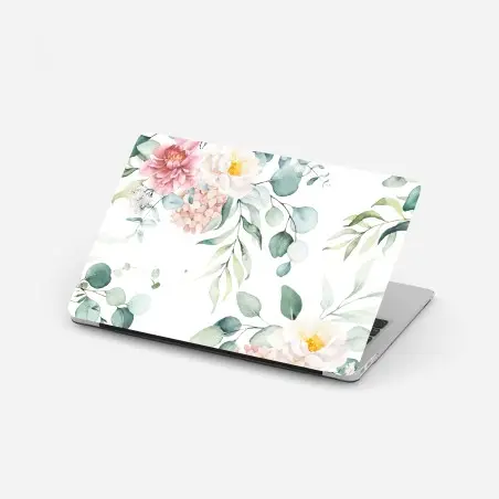 Sticker pour ordinateur portable motif floral aquarelle aux pivoines et eucalyptus – Wallnifity®