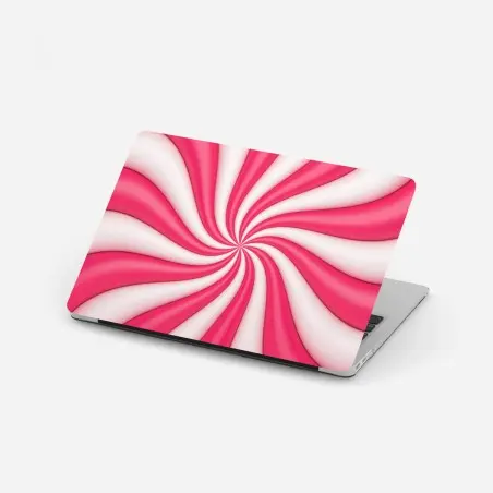 Sticker pour ordinateur portable tourbillon rose et blanc aux ondulations douces – Wallnifity®