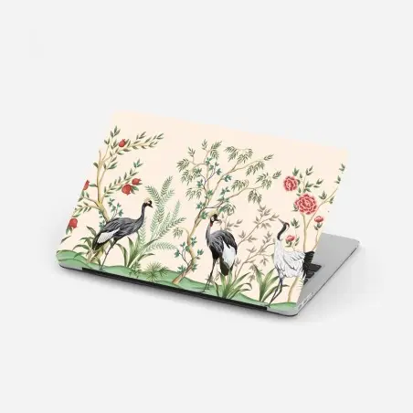 Sticker pour ordinateur portable scène botanique aux grues élégantes – Wallnifity®