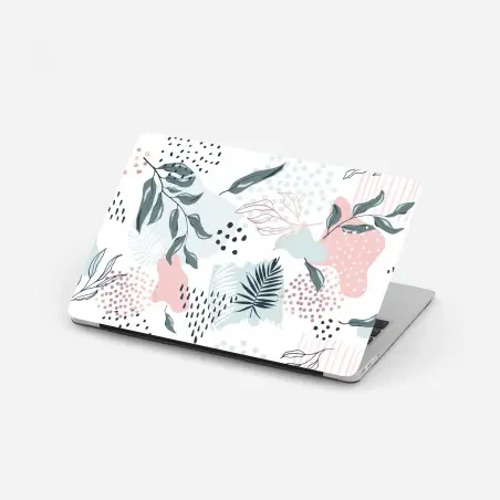 Sticker pour ordinateur portable motif botanique abstrait aux tons pastel – Wallnifity®