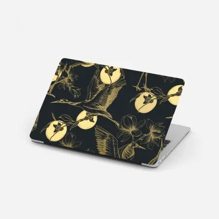 Sticker pour ordinateur portable hérons et lunes dorées sur fond sombre – Wallnifity®