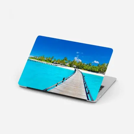 Sticker pour ordinateur portable ponton vers l'île paradisiaque – Wallnifity®