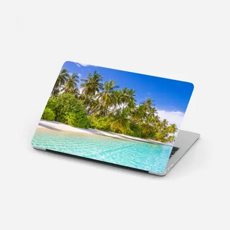 Sticker pour ordinateur portable plage tropicale au sable blanc et eau turquoise – Wallnifity®