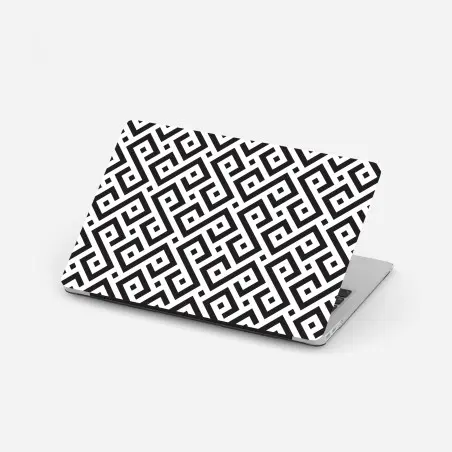 Sticker pour ordinateur portable motif méandre géométrique noir et blanc pour décoration murale – Wallnifity®