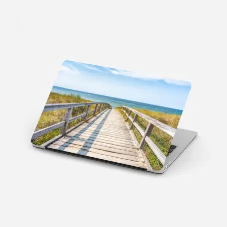Sticker pour ordinateur portable passerelle en bois vers l'océan – Wallnifity®