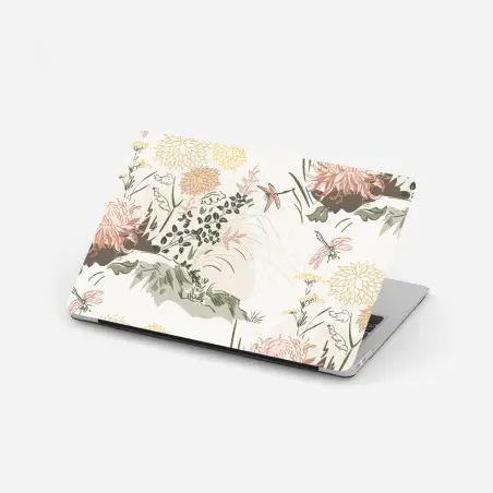 Sticker pour ordinateur portable motif floral délicat aux libellules – Wallnifity®